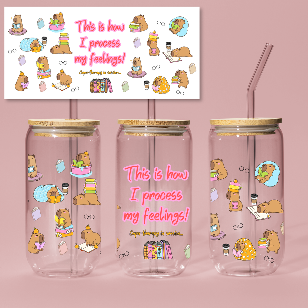 Capybara Feelings – 16oz Glass Cup